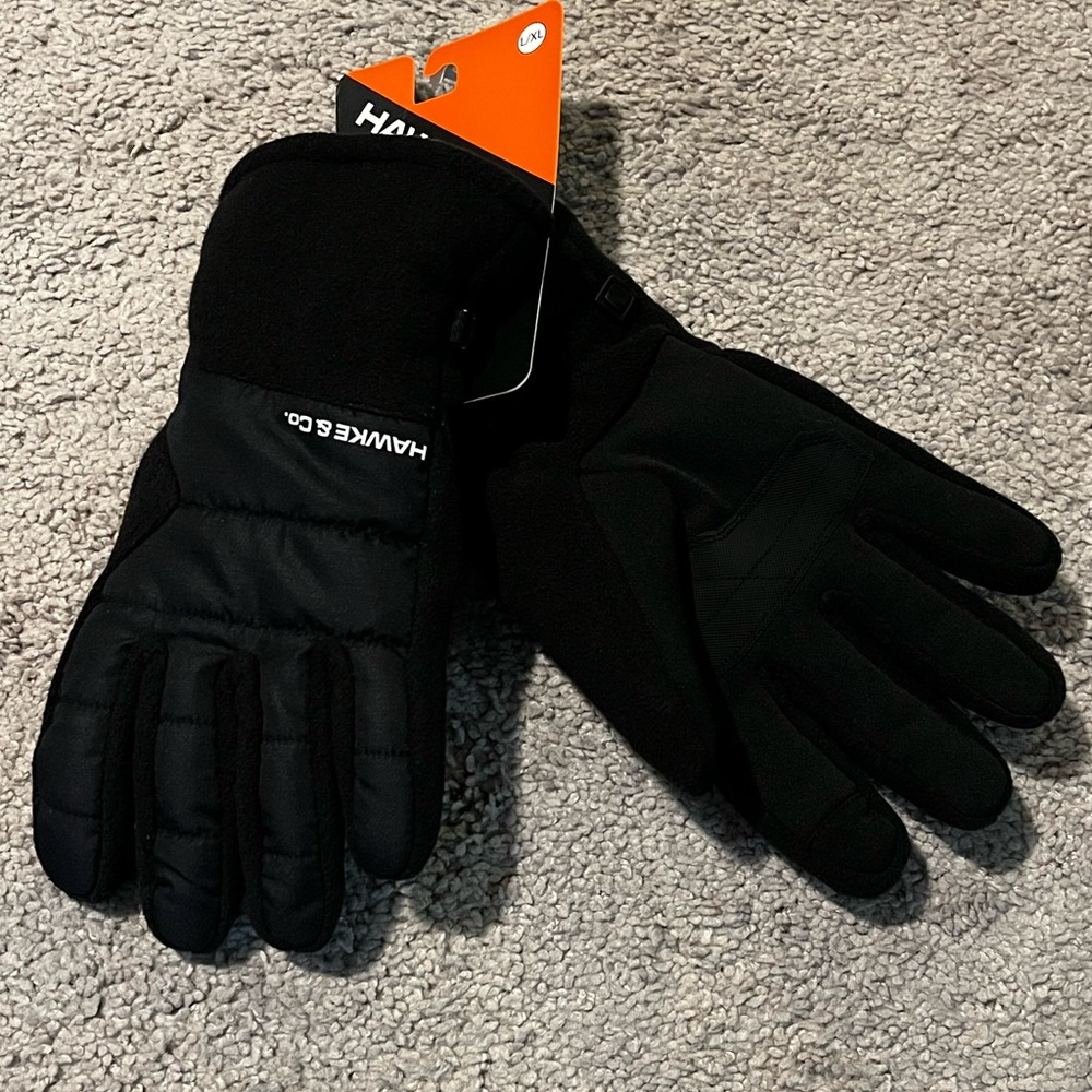 Hawke & CO Winter Gloves mixed media black new Mens Size Large / XL
